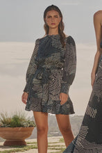 Load image into Gallery viewer, Kirby Geometric Sevilla Satin Ruffle Dress
