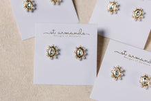 Load image into Gallery viewer, Crystal Pearl Oval Stud Earrings
