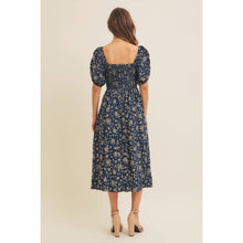 Load image into Gallery viewer, Square Neck Floral Midi Dress with Bow
