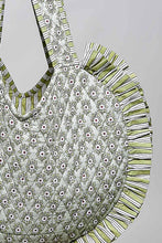 Load image into Gallery viewer, Heart Shaped Ruffle Edge Quilted Tote Bag- Sage Multi

