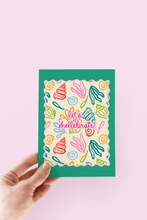Load image into Gallery viewer, Let's Shellebrate! Seashell Beach Coastal Greeting Card
