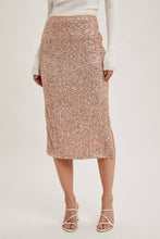 Load image into Gallery viewer, Champagne Sequin Midi Skirt
