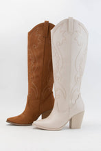 Load image into Gallery viewer, Embroidered Western Boots in Bone
