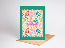 Load image into Gallery viewer, Let's Shellebrate! Seashell Beach Coastal Greeting Card

