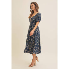 Load image into Gallery viewer, Square Neck Floral Midi Dress with Bow
