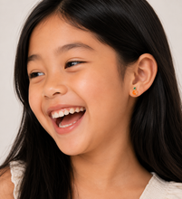 Load image into Gallery viewer, Orange Enamel Flat Back Kids Earrings
