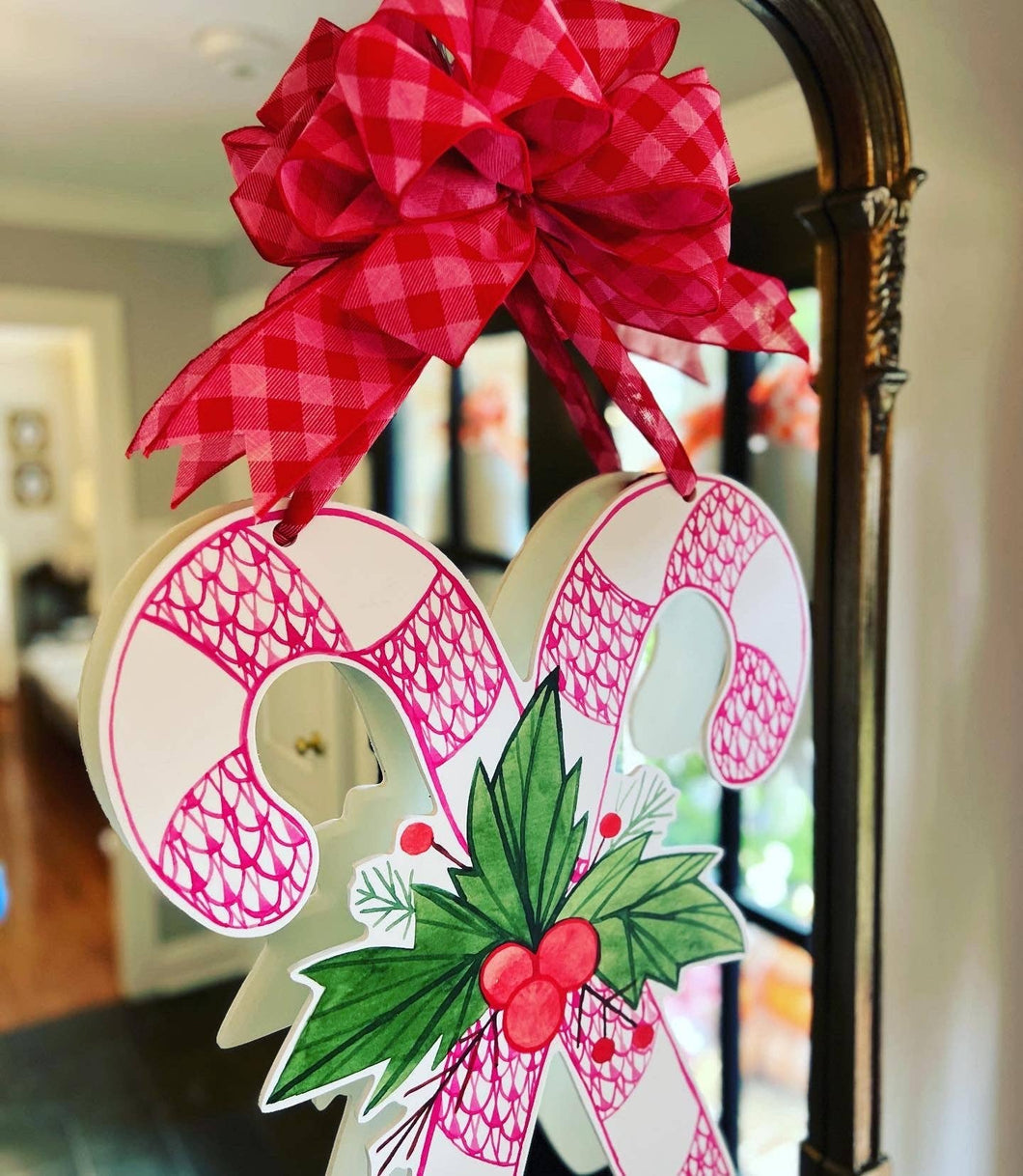 Nicole the Pink Candy Canes Door Hanger
