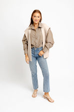 Load image into Gallery viewer, Hailey Stripe Poplin Sweater Button Up Top
