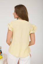 Load image into Gallery viewer, Butter Yellow Lace Trim V-Neck Top
