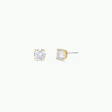 Load image into Gallery viewer, Round CZ - Clear - Gold Earrings
