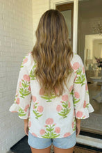 Load image into Gallery viewer, Pink Wild Flower V-Neck Blouse
