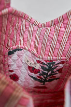 Load image into Gallery viewer, Heart Shaped Ruffle Edge Quilted Tote Bag - Pink Floral
