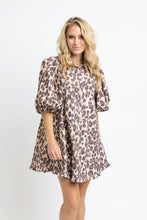 Load image into Gallery viewer, Leopard Denim Puff Sleeve Ruffle Dress
