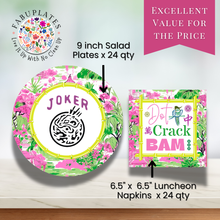 Load image into Gallery viewer, Mahjong Pink/Green Plates + Napkins Bundle
