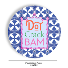 Load image into Gallery viewer, Mahjong Blue Tiles 24ct 7" Paper Plates– Appetizer/Dessert
