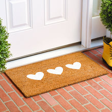 Load image into Gallery viewer, Trio Heart Doormat: White / 24&quot; x 36&quot;
