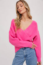 Load image into Gallery viewer, Wrap Knit Sweater in Barbie Pink
