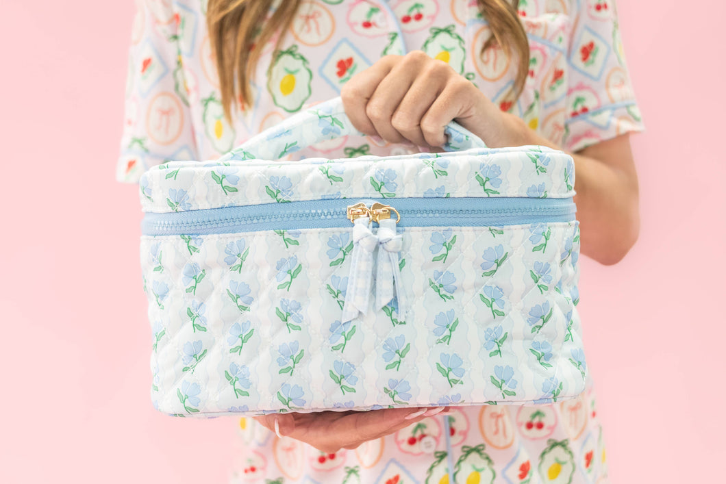 Quilted Cosmetic Bag - Blue Belle Floral
