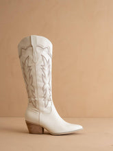 Load image into Gallery viewer, The Ainsley White Embroidered Cowboy Boots

