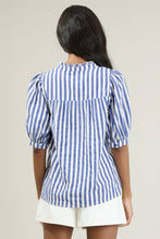 Load image into Gallery viewer, Catana Striped Delano Ruffle Split Neck Blouse

