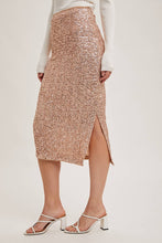 Load image into Gallery viewer, Champagne Sequin Midi Skirt
