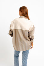 Load image into Gallery viewer, Hailey Stripe Poplin Sweater Button Up Top
