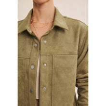 Load image into Gallery viewer, Luxe Stretchy Suede Jacket in Dusty Olive
