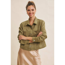 Load image into Gallery viewer, Luxe Stretchy Suede Jacket in Dusty Olive
