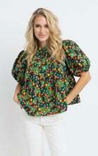 Load image into Gallery viewer, Brown Floral Button Pleat Top
