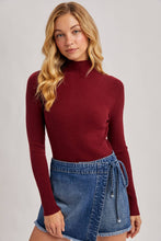 Load image into Gallery viewer, Burgundy Mock Neck Ribbed Top
