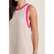 Load image into Gallery viewer, Textured Sleeveless Oatmeal &amp; Pink Mini Dress
