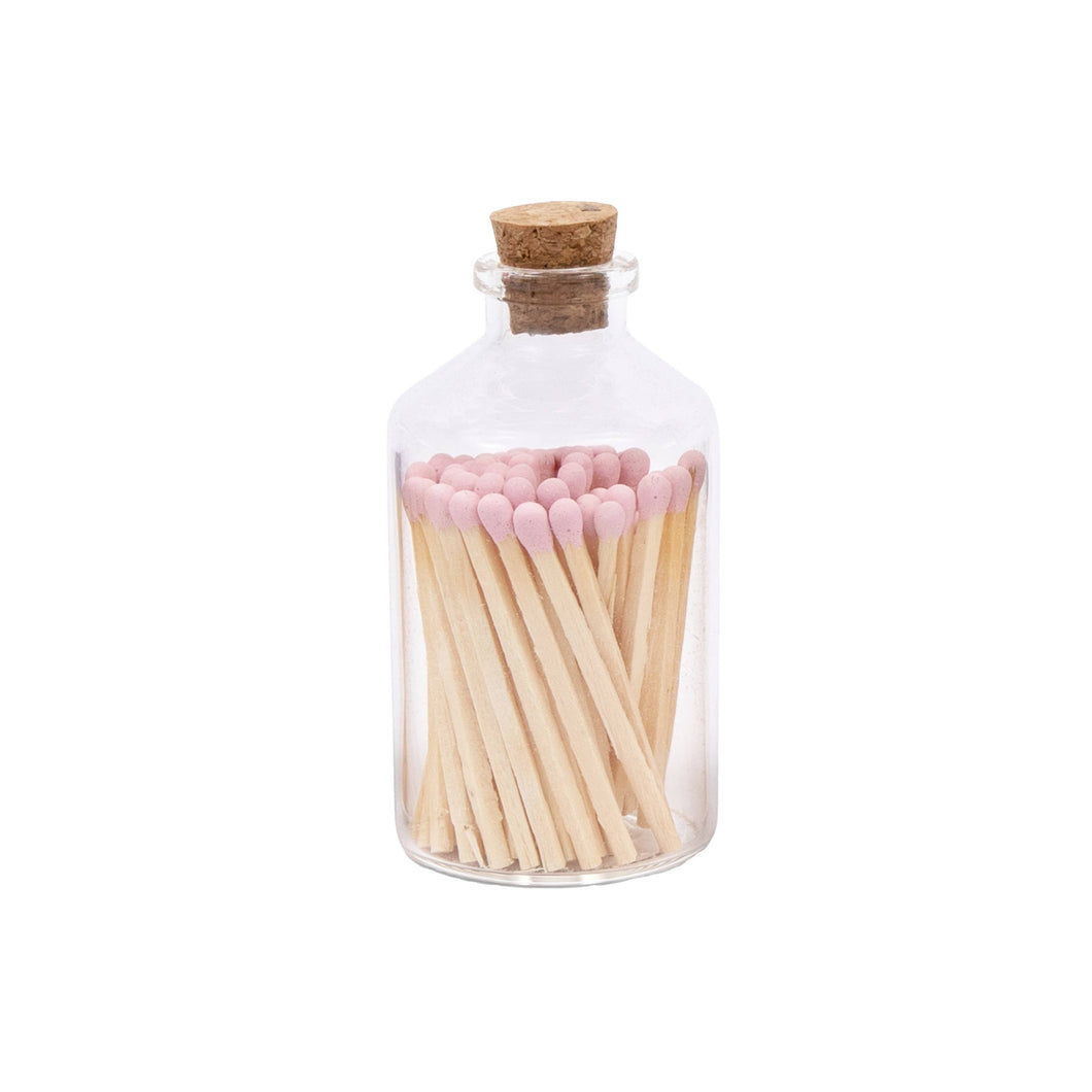 Apothecary Glass Jar of Matches - Light Pink