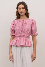 Load image into Gallery viewer, Tassel Tie Ruffle Top in Pink
