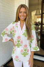 Load image into Gallery viewer, Pink Wild Flower V-Neck Blouse
