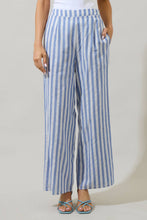 Load image into Gallery viewer, Joncy Blue &amp; White Striped Elena Wide Leg Pants
