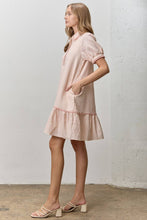 Load image into Gallery viewer, Cream and Mauve Striped Collared Dress
