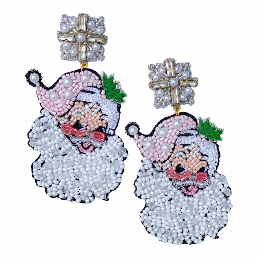 Pink Santa Earrings