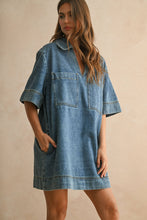 Load image into Gallery viewer, V-Neck Denim Tunic Dress
