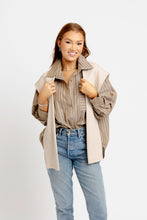 Load image into Gallery viewer, Hailey Stripe Poplin Sweater Button Up Top
