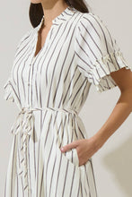 Load image into Gallery viewer, Kamara Striped Alna Button Up Midi Dress
