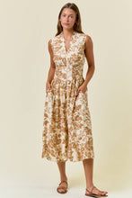 Load image into Gallery viewer, Paisley Smocked Waist Midi Dress - Ivory &amp; Mocha
