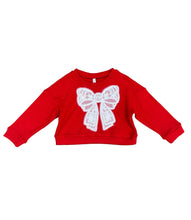 Load image into Gallery viewer, Red Sweatshirt with White Bow
