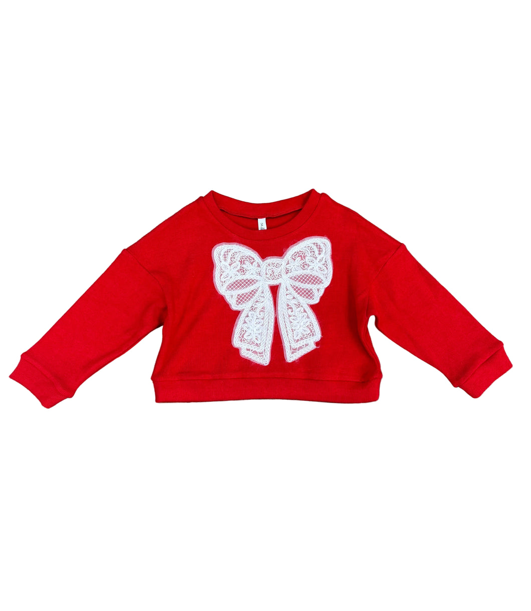 Red Sweatshirt with White Bow