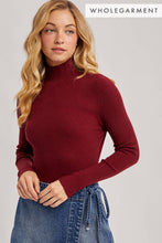 Load image into Gallery viewer, Burgundy Mock Neck Ribbed Top
