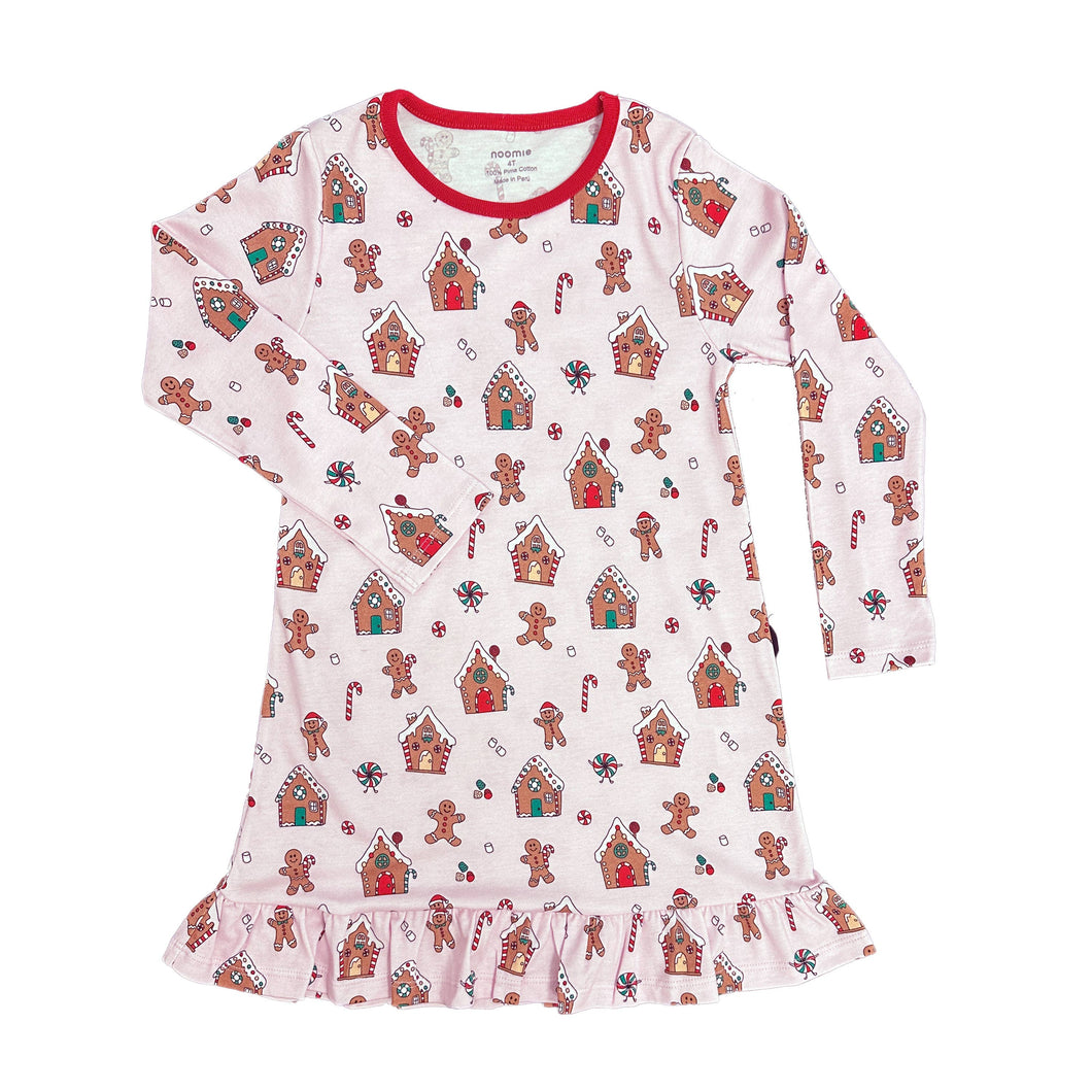 Gingerbread World PJ Dress in Pink