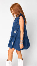 Load image into Gallery viewer, Aubrey Ruffle Short Dress - Navy/Silver Star
