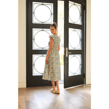 Load image into Gallery viewer, Blue Multi Floral Smocked Midi Dress
