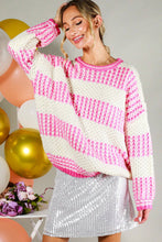 Load image into Gallery viewer, Round Neck Color Blocked Pink Sweater
