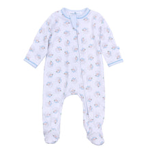Load image into Gallery viewer, Santa Baby Print Zip Footie - Light Blue
