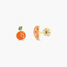 Load image into Gallery viewer, Orange Enamel Flat Back Kids Earrings
